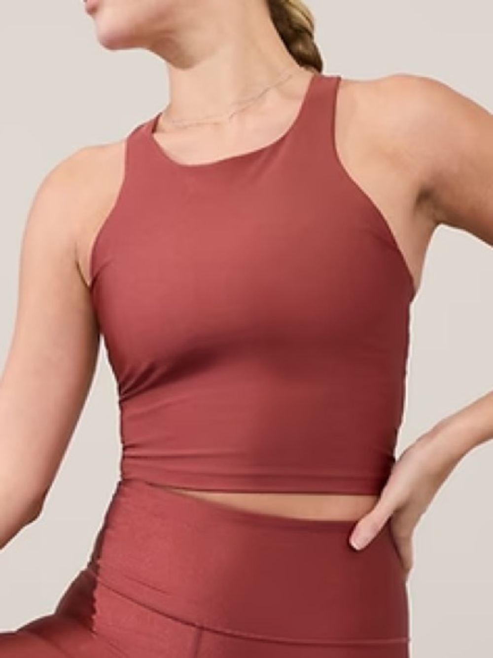 NWT ATHLETA Purpose Crop Sports Bra D-DD- Red Rock Matte Sheen/ Size Small